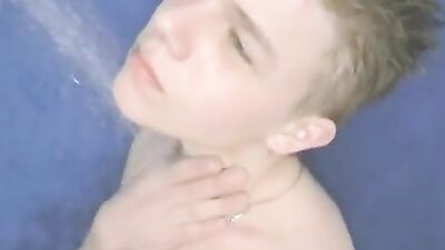 Young Russian Boy Showering Solo - Amateur Wank Session