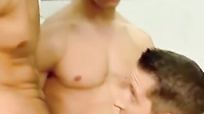 Gay Porn Stars in Locker Room Action A steamy hot shower scene with four sexy men