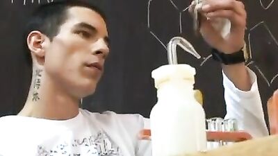 2 Cute Twinks Take it Bareback at School - Action Play