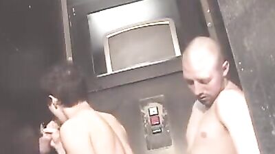 3-Way Gay Sex in the Porn Store: Cum Shots Fun Big Cocks!