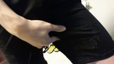 Wanking in Dirty Black Shorts: Amateur Cum Shots with Big Cocks!