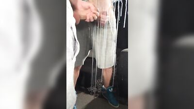 Great cumshot in front of the mirror
