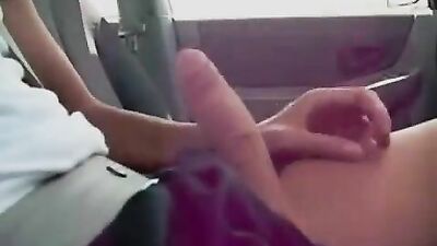 Car wank: Cum shots solo public outside!