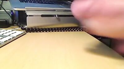 Lake Sperm on a desk: Amateur Cum Shots Solo