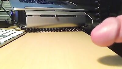Lake Sperm on a desk: Amateur Cum Shots Solo