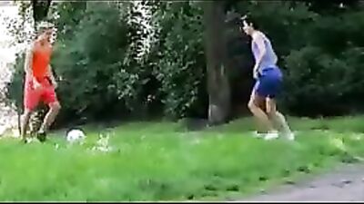 Gay Soccer Bareback Threesome: Action Group Sex