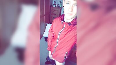 Unleashed in Red Shiny Rainwear Jacket!