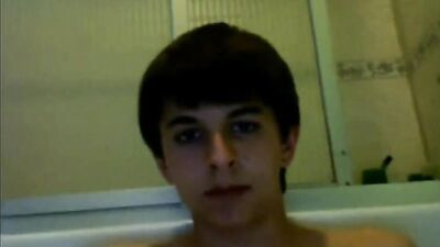 Jake has fun on the bathroom floor