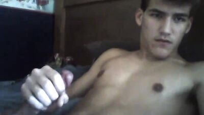 Boy in heat jerks one off and spurts on his chest