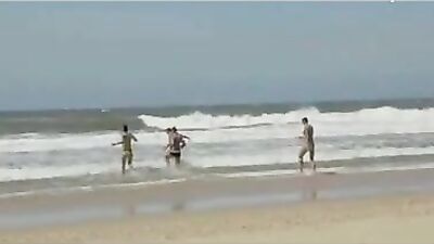 Gay Beach Orgy - Action Cum Shots Group Sex!