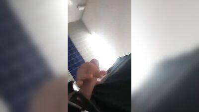 Teen jacks in school bathroom
