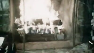 Three teens by fireplace - Bareback ass play sleepover fucking!