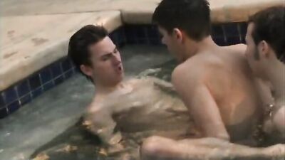 Hot Gay Threesome in the Pool: Display Distinguished Heat Reigns Supreme!