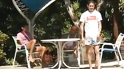 Latino Poolside 3-Way Bareback Group Sex Reunion