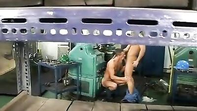 Fucking on the factory floor: Action Bareback!