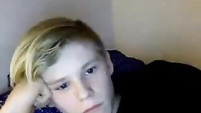 Blond young boy wank: Ass play fun handjob!