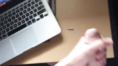 Desk Wank: Amateur Cum Shots Solo - One-Handed Orgasms on the Job!