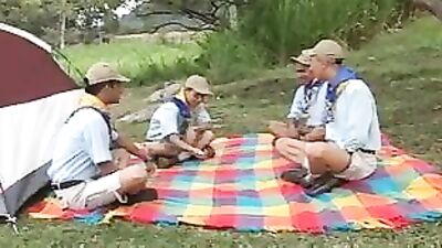 Gay Asian Scout Pissing and Cumming in the Park