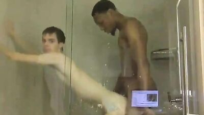 Gay Porn Interracial Twink Couple Shower Sex - Action Amature Twinks OR Twinky Interracial Threesome in the Shower