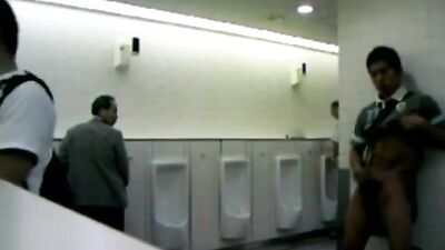 Jerkin in public toilet