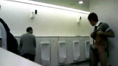 Jerkin in public toilet