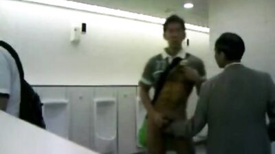 Jerkin in public toilet