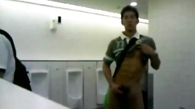 Jerkin in public toilet