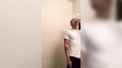 Tattoo stud jacks off gay boys porn