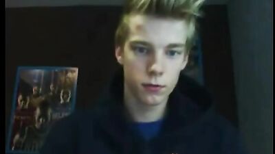 Adorable blond boy on skype