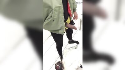 White Boy Sucking Big Black Dick in Public Restroom