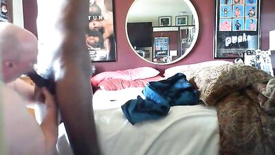 Young talkative black boy serviced by old white man