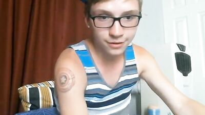 Gay Porn Star with Glasses Cums for the Camera!