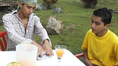 Gay Latino Men Swap Cum in Public! - Flip Flop Action