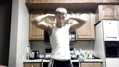 Cute Blond Teen Muscle Flexing - Amateur Fetish