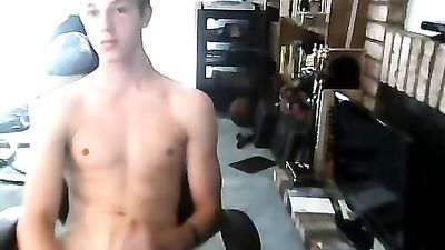Young smooth hunk jerks off in his room - Cum Shots Solo Handjob