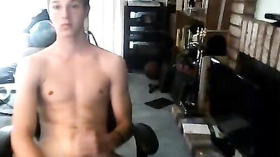Young smooth hunk jerks off in his room - Cum Shots Solo Handjob