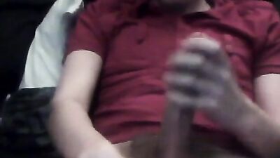 Red Shirt Cumshots Handjob: Amateur Gay Porn Action!