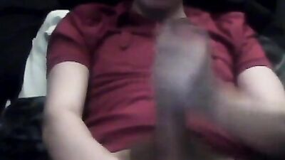 Red Shirt Cumshots Handjob: Amateur Gay Porn Action!