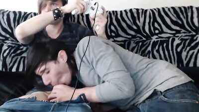 Gay Oral Amateur Handjob in the Park - Whilst Playing