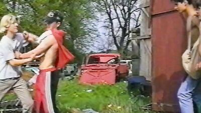 German Lust: Hot Bareback Blond Boys in the Wrecking Yard