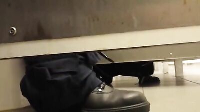 Toilet Stall Glory Hole - Big Cocks Handjob Pent-up Passion in the Public Restroom