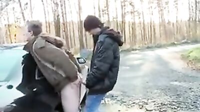 Outdoor Thrills by the Car: Wild Bareback Action with Voyeuristic Edge!