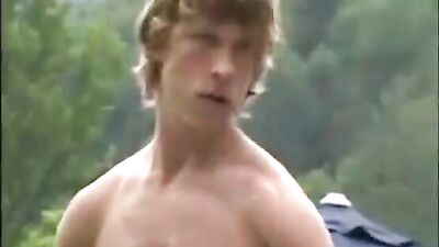 Bareback 3Way Boys By The Pool - Action Group Sex