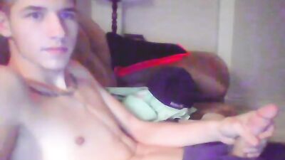 Blond Blue-Eyed Twink Shoots Load onto Abs in Amateur Cum Shot!