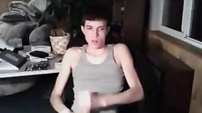Cumming on Tee Shirts - Skinny Boy Wank and Cum