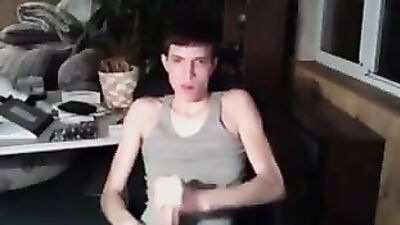 Cumming on Tee Shirts - Skinny Boy Wank and Cum