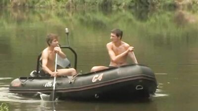 Gay Porn River Adventure - Action! Explore the thrill and excitement on the bank of a river with hot studs.