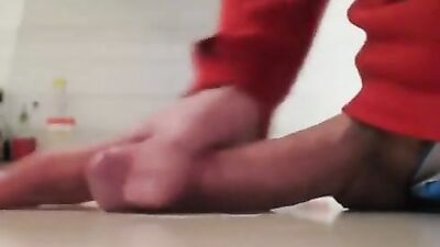 Sticky Kitchen Table: Cum Shot Web-Cam Solo Revisited