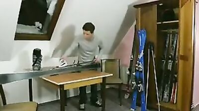 Waxing his skis: Action Bareback Mens Video