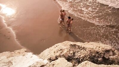Cum on the sand with cute beach boys!
